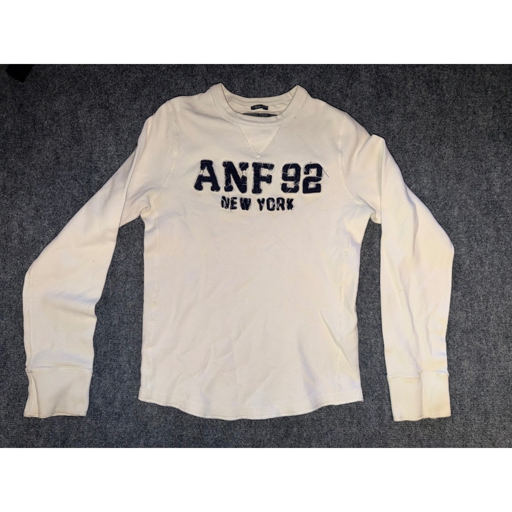 Abercrombie & Fitch Y2K Mens M ANF 92 Waffle Knit Thermal Muscle Shirt Cream